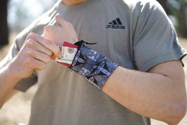 Travel Wrist Wallet Pouch With Zipper Pocket For Cash, Cards, Money. Made For Travel, Running, Walking & Hiking - Maui Black/Black