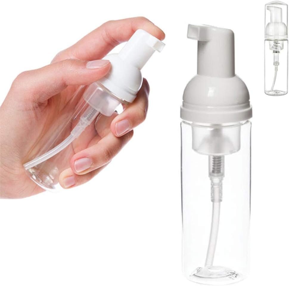 1 Clear Plastic Foamer Bottle Pump Travel Size White Mini Dispenser 1.7 Oz