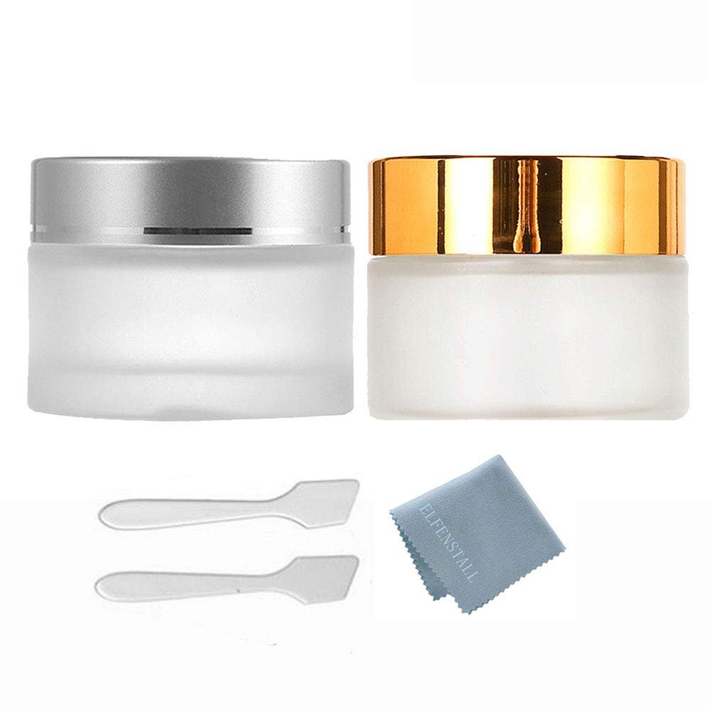 2Pcs Gold Silver Empty 50g 50ml Cream Bottle Frosted Clear Glass Eye Face Cream Foundation Ointment Loose Powder Eyeshadow Lotion Jar Container