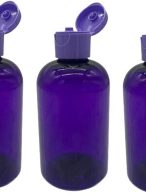 4 oz Purple Boston BPA FREE Bottles – 3 Pack Empty Refillable Containers – Essential Oils Cleaning Products – Aromatherapy | Purple Snap Cap – Made in the USA