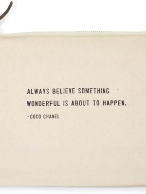Sugarboo & Co. Coco Chanel (Always Believe Something) Canvas Zip Bag, Makeup Bag For Women, Multi Purpose Toiletry Bag, Pencil Case Organizer