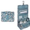 Travel Toiletry Bag Waterproof Makeup Cosmetic Bag with Hanging Hook Portable Makeup Pouch Hanging Makeup Organizer for Women and Girls Blue flower