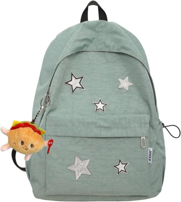 Kawaii Backpack with Cute Accessories Pendant Travel Casual Daypack Lightweight Laptop Bags Outdoor Women (Green)