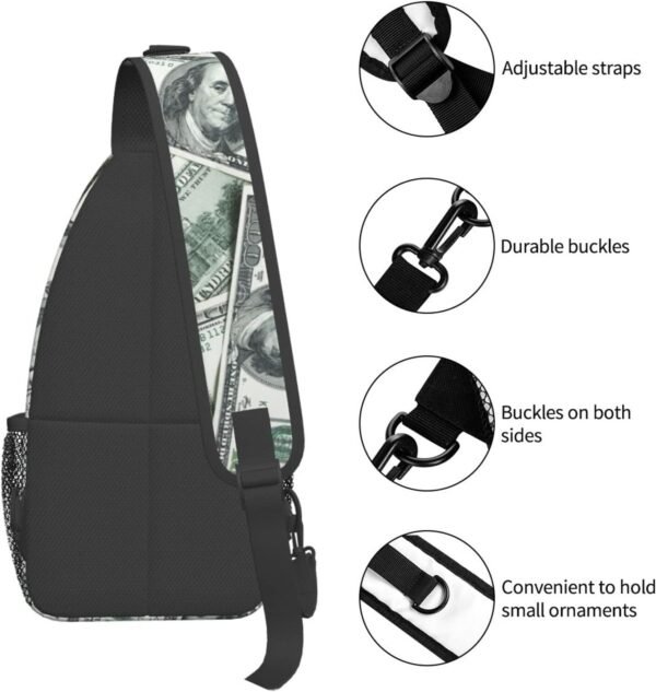 Funny American Dollar Money Sling Bag Crossbody Backpack for Men Women Heap Of One Hundred Dollar Bills Money Background Chest Bag Casual Shoulder Backpack Travel Hiking Daypack Outdoors