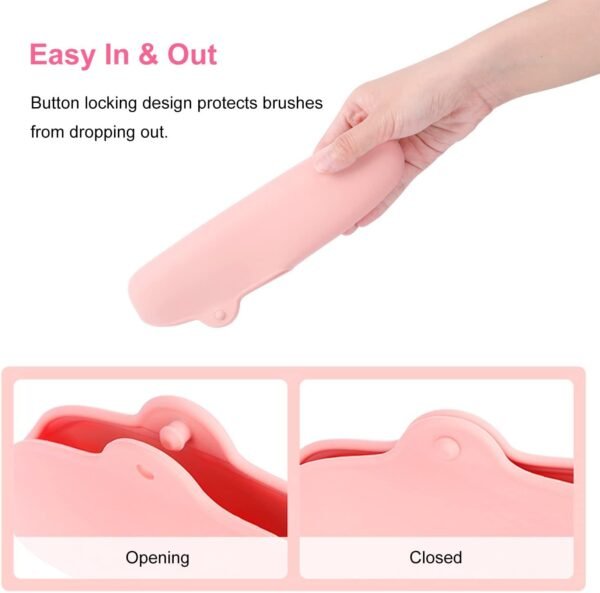 Silicone Travel Makeup Bag with Makeup Brush Holder for Women | Silicone Travel Toiletry Bag for Women | Easy Carry Silicone Cosmetic Bag for Makeup | Beauty Tools and Brushes
