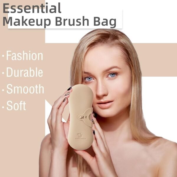 Silicone Travel Makeup Brush Holder, Essential Makeup Brush Bag for Women, Snap-on and Portable, Waterproof, Updated 3 Sizes Adjustable, Good Companion for Women's Travel and Daily Use