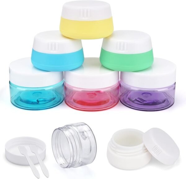 Cosywell Cream Jars for Toiletries Silicone & PP Travel Size Toiletries 8PCS TSA Approved Leak-proof Travel Size Containers Refillable Cosmetic Containers with Lid for Lotion Makeup Cosmetics