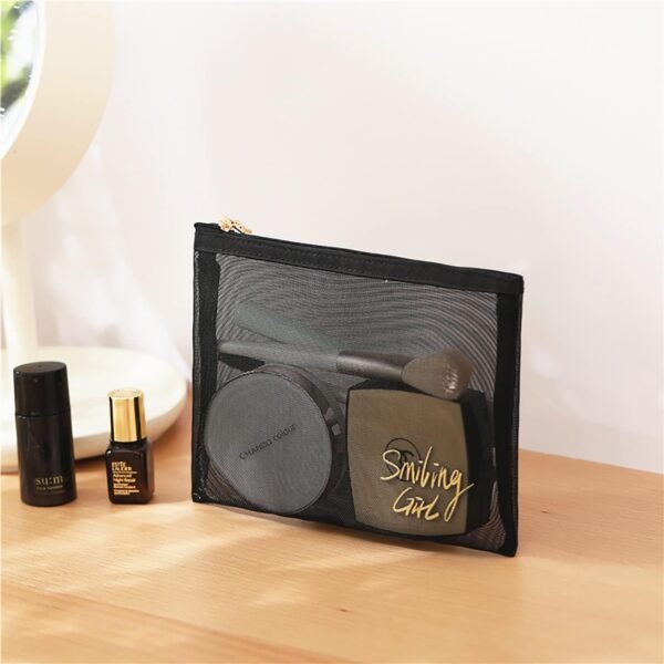 Travel Cosmetics Storage Bags for Women, Makeup organizer Mesh Bags Cosmetic Bag Small Five-piece Set Mesh Toiletry Bag Traveling Essentials (black)