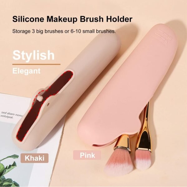 Silicone Travel Makeup Bag with Makeup Brush Holder for Women | Silicone Travel Toiletry Bag for Women | Easy Carry Silicone Cosmetic Bag for Makeup | Beauty Tools and Brushes