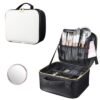 Travel Makeup Train Case, Large Capacity Waterproof Portable Storage Case, Professional Cosmetics Storage Bag with Adjustable Dividers for Men Women Girls （White & Black）