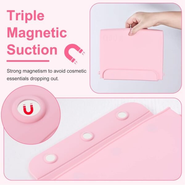 Silicone Travel Makeup Bag with Makeup Brush Holder for Women | Silicone Travel Toiletry Bag for Women | Easy Carry Silicone Cosmetic Bag for Makeup | Beauty Tools and Brushes