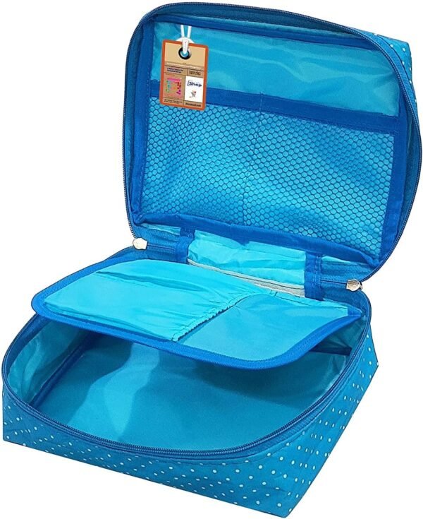 Travel Makeup Train Case Cosmetic Organizer Portable Artist Storage Bag Zipper Pouch with Adjustable Divider for Women Girls Gifts Water-Resistant Daily Storage Organzier (Sky Blue)