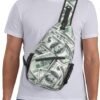 Funny American Dollar Money Sling Bag Crossbody Backpack for Men Women Heap Of One Hundred Dollar Bills Money Background Chest Bag Casual Shoulder Backpack Travel Hiking Daypack Outdoors