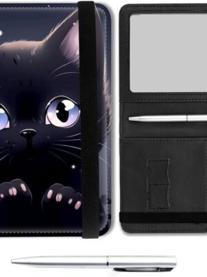 Passport and Wallet Combo, with RFID Blocking,Leather Travel Documents Organizer Protector, Passport Cover, Passport Case, Passport Holder for Women and Men,Black Cute Cat