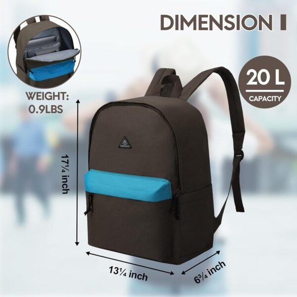 Haimont Classic Basic Bookpack Laptop Casual Backpack for Travel Work Commute 20L Daypack Adult Men Women, Coffee