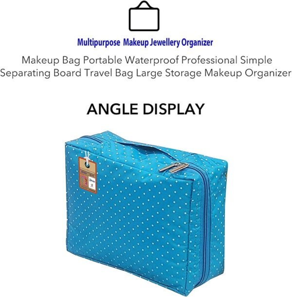 Travel Makeup Train Case Cosmetic Organizer Portable Artist Storage Bag Zipper Pouch with Adjustable Divider for Women Girls Gifts Water-Resistant Daily Storage Organzier (Sky Blue)