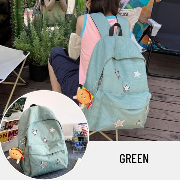 Kawaii Backpack with Cute Accessories Pendant Travel Casual Daypack Lightweight Laptop Bags Outdoor Women (Green)