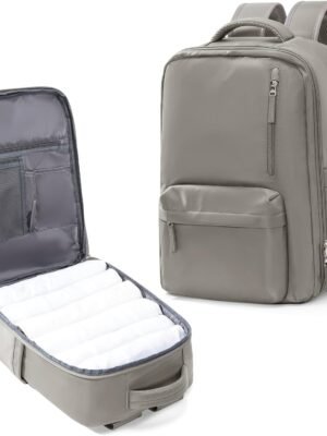 71m2E1ydp0L._AC_SL1500_.jpg VGCUB Travel Essentials Backpack for Women Men,Laptop Carry on Backpack with Laptop Compartment,Waterproof Work Personal Item Size Backpack with USB Charging Port,Brown