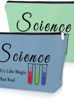 2PCS Science Gifts for Women Makeup Bag Science Teacher Gifts for Adults Data Scientist Funny Gift Cosmetic Bag Science Lover Christmas Gifts Birthday Graduation Gift Travel Pouch