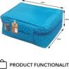 Travel Makeup Train Case Cosmetic Organizer Portable Artist Storage Bag Zipper Pouch with Adjustable Divider for Women Girls Gifts Water-Resistant Daily Storage Organzier (Sky Blue)