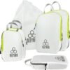 Compression Packing Cubes for Travel - Packing Cubes and Travel Organizers (6 Piece, Green and White)