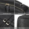 BOSTANTEN Leather Backpack 15.6 inch Laptop Bag Travel Casual Computer Backpack College Business Work Shoulder Bags with Trolley Sleeve for Women Men Black