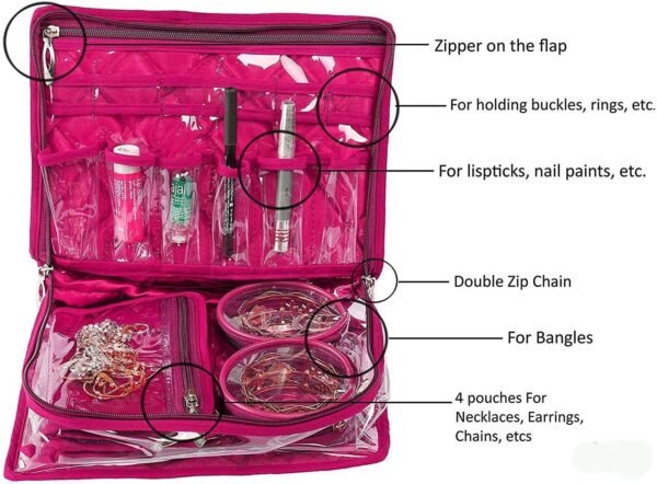 Satin Makeup Pouches Vanity Jewellery Traveling Organizer Storage Box Cosmetic Bag it along anywhere easily For Women Pink