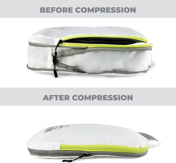 Compression Packing Cubes for Travel - Packing Cubes and Travel Organizers (6 Piece, Green and White)