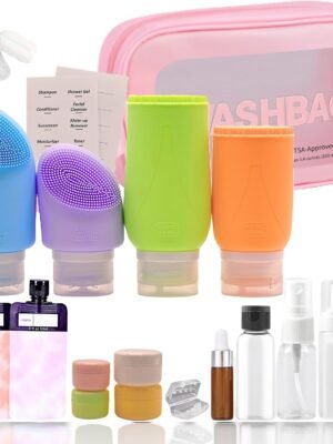 32Pcs Travel Toiletry Containers Kit Proof Shampoo and Conditioner Leak Proof Shampoo and Conditioner Travel Size Containers Travel Bottles Small Liquid 3oz Travel Spray Bottle TSA Approved