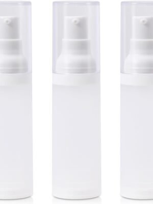 1.1oz (30ml) Airless Lotion Bottle Travel Cosmetic Container Refillable Pump Bottle Scrub Translucent Color 3 Pieces (1.1oz)