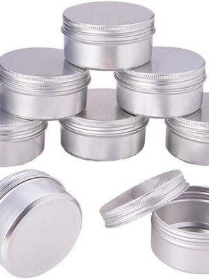 10Pcs 30ml/1oz Round Aluminium Tin Cans with Screw Lid Empty Metal Storage Tin Jars Cosmetic Sample Containers Travel Tin Cans For Lip Balm Cream Tea Spices Crafts Jewelry