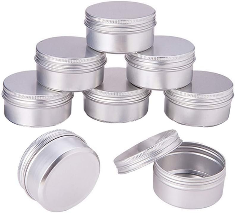 10Pcs 30ml/1oz Round Aluminium Tin Cans with Screw Lid Empty Metal Storage Tin Jars Cosmetic Sample Containers Travel Tin Cans For Lip Balm Cream Tea Spices Crafts Jewelry