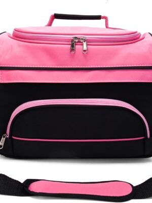 Small Hairdressing Tool Bag Hairdresser Bag with Shoulder Strap Cosmetics Beauty Hairstylist Bag Hair Makeup Salon Organizer Bag with YKK Zipper (PINK), 13.8″ x 8.7″ x 9.5″