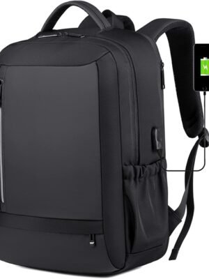 15.6 Inch Expandable Laptop Backpack,Business Travel Laptop Backpack for Men Women with USB Charging Port,Water Resistant Anti-Theft Casual Daypack for Travel/Work