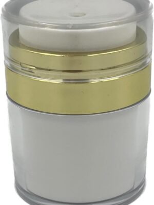 3-Pcs Modern Airless travel size cosmetic container- The finest Refillable Bottle for Creams, Gels, & Lotions- 0.5oz /1oz /1.7oz (white with gold trim)