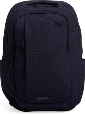 Vera Bradley Women’s Microfiber Large Travel Backpack Travel Bag, Classic Navy, One Size