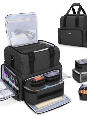 BAFASO Large Tattoo Case with 3 Inner Removable Pouches, Tattoo Travel Case for Large Tattoo Stencil Printer and Tattoo Supplies (Bag Only), Black (Patented)