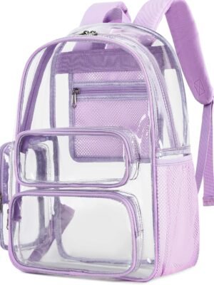 BTOOP Clear Backpack Heavy Duty Transparent Bag 17″ See Through BookBag for Women Men Adults Work Festival Sports Travel