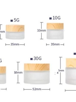 5 Pack 5g/10g/15g/30g/50g Frosted Glass Cream Jar,Empty Makeup Cosmetics Container Jar Pot With Wood Grain Lid for Face Cream Cosmetic Eye Shadow-FREE 5 Plastic Pick Stick