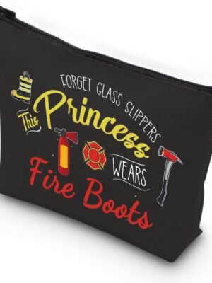 616m6Y3FeL._AC_SL1500_.jpg VAMSII Women Firefighter Makeup Bags Firefighter Gear Toiletry Travel Bag This Princess Wears Fire Boots (Fire Boots)
