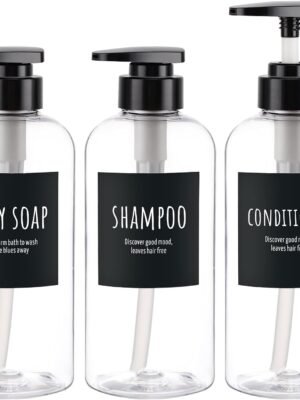 16.9oz Shampoo and Conditioner Bottles, Segbeauty 3pcs 500ml Refillable Shampoo Bottles for Shower, Shower Bottles Refillable, Large Empty Plastic Bathroom Soap Lotion Shampoo Dispenser with Pump