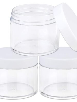 Beauticom 60 Grams/60 ML (2 Oz) Round Clear Plastic Container Jars with White Lids Storage Makeup Cosmetic Lotion Scrubs (3 Jars)