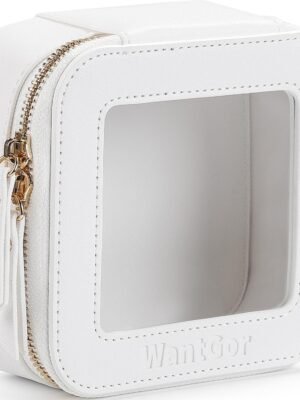 WantGor Small Cosmetic Bag, Mini Makeup Bag Women Clear Pouch Cosmetics Bags Travel Toiletry Bag Tiny Make Up Organizer Case with Zipper for Purse Backpack (White)