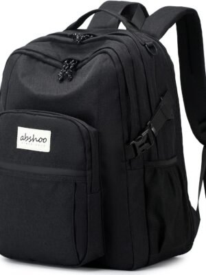 abshoo Classical Laptop Travel Backpack for Women Men College School Bookbag With USB Charging Port (Black)