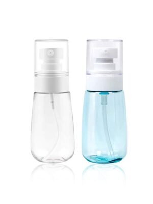 2 Pcs 60 ML Lotion Bottle Plastic Airless Pump Bottle, Refillable Travel Container Dispenser, for Shampoo, Conditioner, Lotion Face, Body Wash(White & Light Blue)