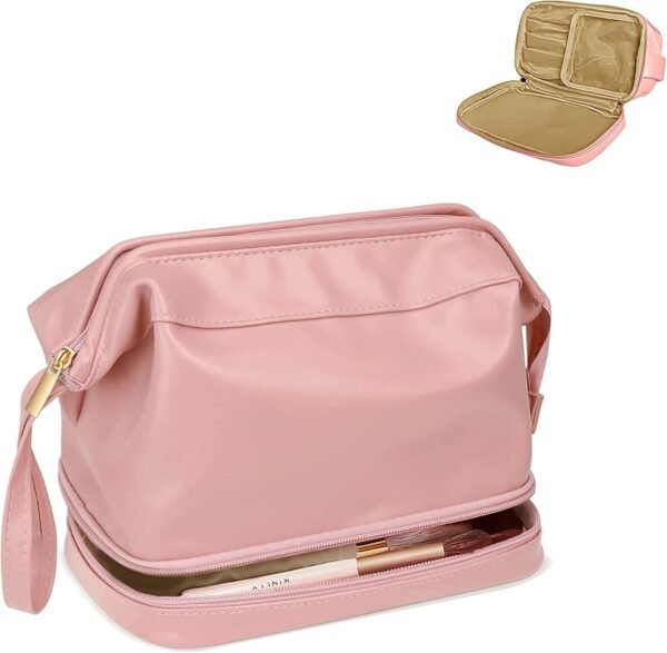 Makeup Bags - Double layer Large Makeup Organizer Travel Makeup Bag,Portable Waterproof Toiletry Bags for Cosmetics Brushes Lipstick Necklaces Earrings Bracelets,Roomy Cosmetic Bag for Women and Girls