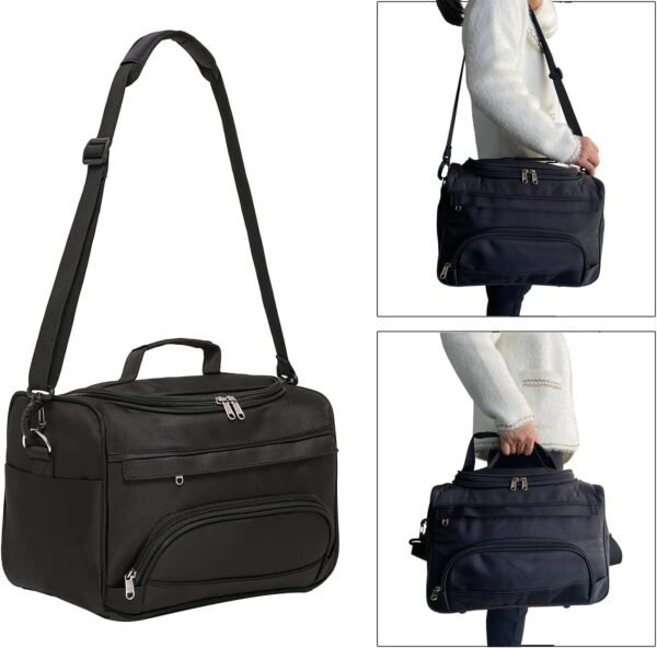 Small Hairdressing Tool Bag Hairdresser Bag with Shoulder Strap, Hair Stylist Bag for Tools Hair Makeup Salon Organizer Bag with YKK Zipper (Black)