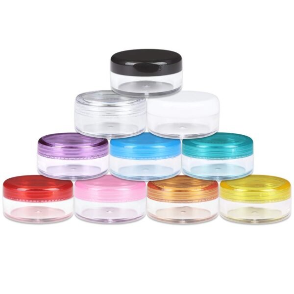 Beauticom® 120 Pieces 5G/5ML Empty Clear Container Jars with MultiColor Lids for Makeup Cosmetic Samples, Small Jewelry, Beads, Nail Charms and Accessories