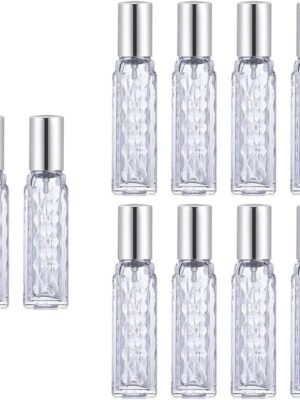 10Pack 12ml Clear Glass Perfume Atomizer,Empty Refillable Spray Perfume Bottle,Portable Fragrance Cosmetic Containers Fine Mist Small Spray Bottlefor Travel(Silver)