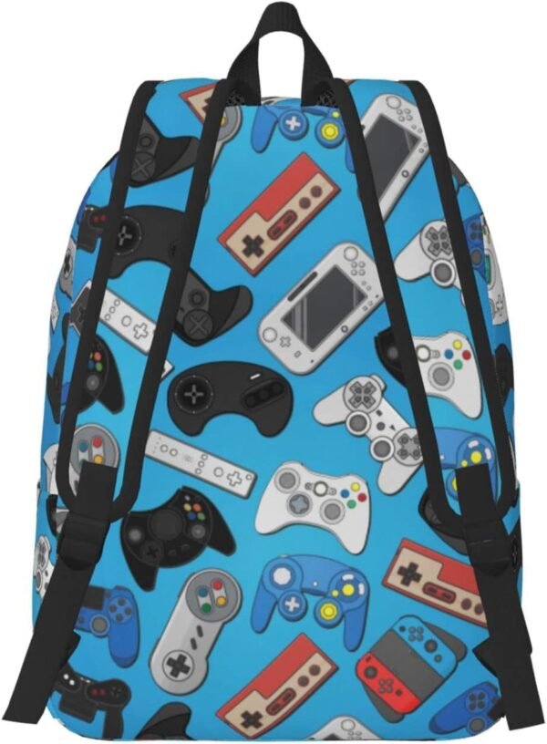 Video Game Controller Blue Background Backpack 15.7 Inch Laptop Backpack Travel Hiking Daypack Multipurpose Book Bag For Men Women Teens Boys Girls
